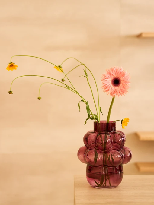 Ваза скляна "Гранат" бордова MBM HOME модель VB-13 BURGUNDY Фото