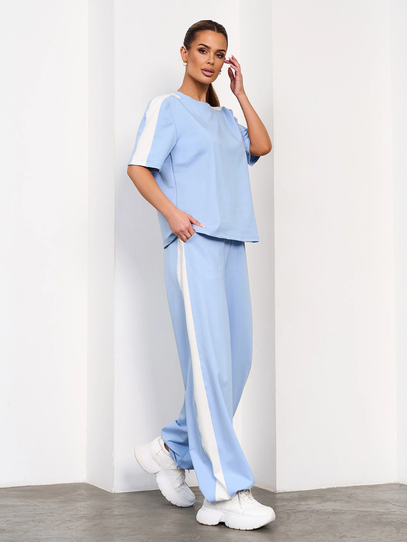 Костюми ISSA Plus модель 15694_голубой Костюми ISSA Plus модель 15694_голубой Фото