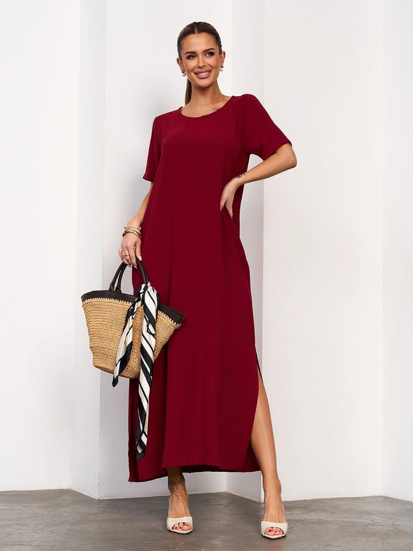 Платья ISSA Plus модель 15738_бордовый Платья ISSA Plus модель 15738_бордовый Фото