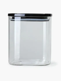 Емкость для хранения стеклянная с черной крышкой прямоугольная MBM HOME модель KP-145 M T/GRAY Фото