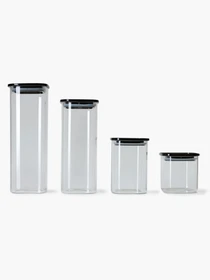 Емкость для хранения стеклянная с черной крышкой квадратная MBM HOME модель KP-146 L T/GRAY Фото