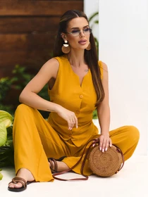 Костюми ISSA Plus модель 15686_горчичный Фото