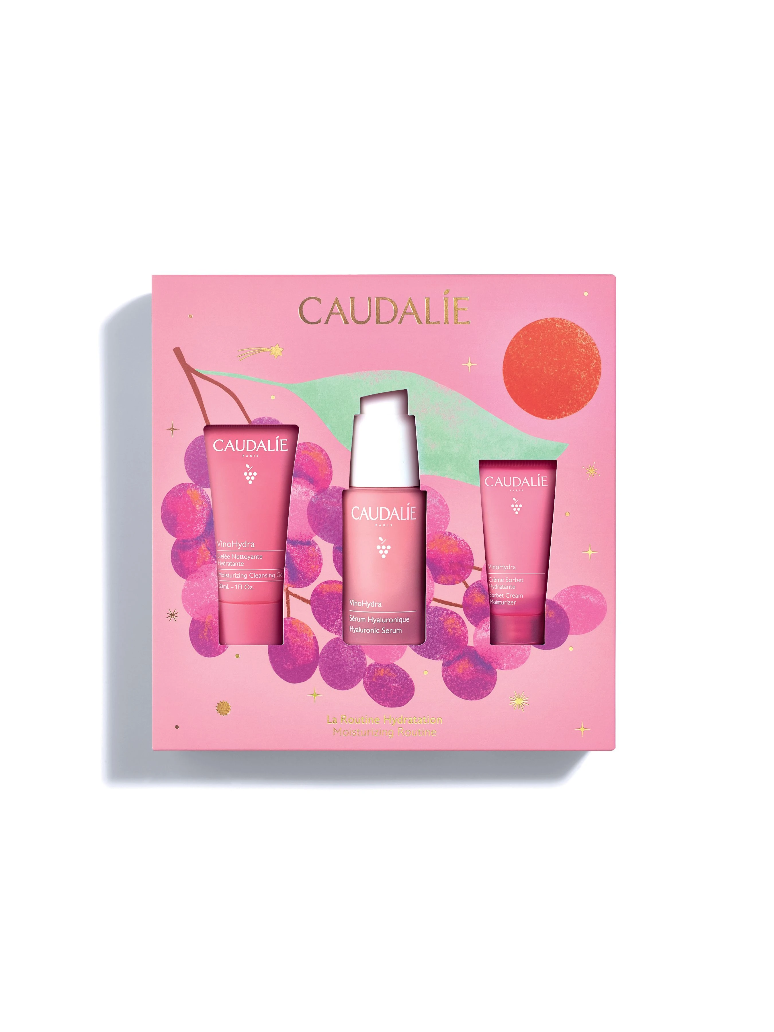 Набір Vinohydra Serum Set (Vinohydra Гіалуронова сироватка, 30мл; VinoHydra Зволожуючий гель для вмивання. 30мл; Vinohydra Крем Сорбет, 15мл) CAUDALIE
